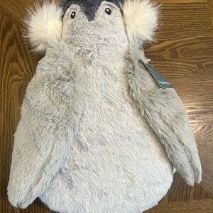 Gray Plush Penguin Pillow Set of 2